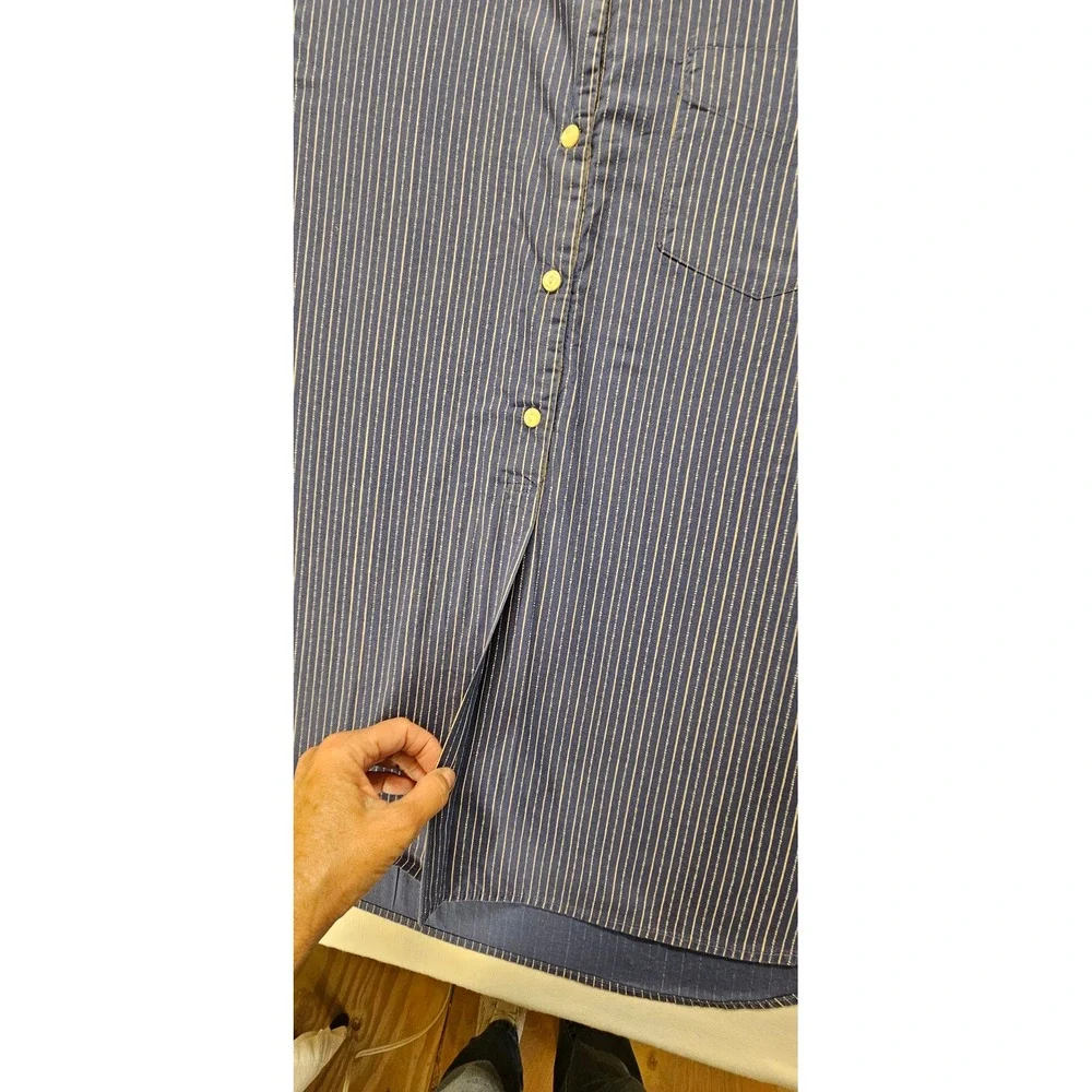 Lauren Ralph Lauren Denim Striped Button Up Shirt Blue White XL Womens